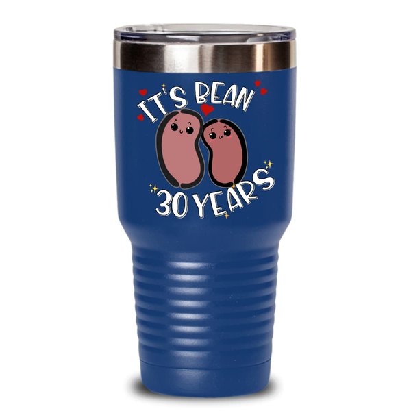 The Improper Mug 30th Anniversary Tumbler for Husband Wife Funny Vegan Vegetarian Food Pun Its Bean 30 Years Pearl Cute Keepsake for Couples Friends Parents 20 or 30oz