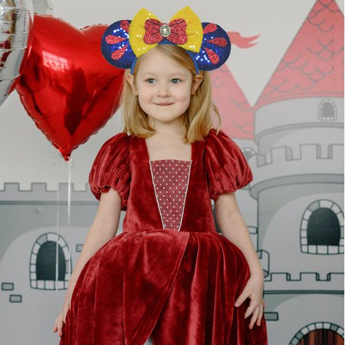 Viwind Mouse Ear Headbands for Women Snow White Bow Headbands for Girls Glitter Princess Hair Accessories Birthday Party Favors Costume