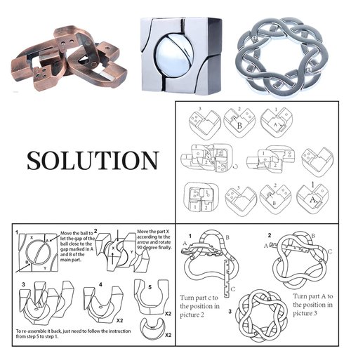 Brain Teaser Puzzle for Adults Puzzles Metal Hole Lock Adult Educational Toy Games for Adults Teens Educational Toy Gift (White)