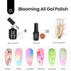 Beetles 3PCS Nail Blooming Gel & No Wipe Gel Base Top Coat Set, 15ML Shine Finish Long Lasting Top Base Gel Spreading Marble Effect Soak off UV LED Nail Gel Nail Art Design Manicure Gifts for Women