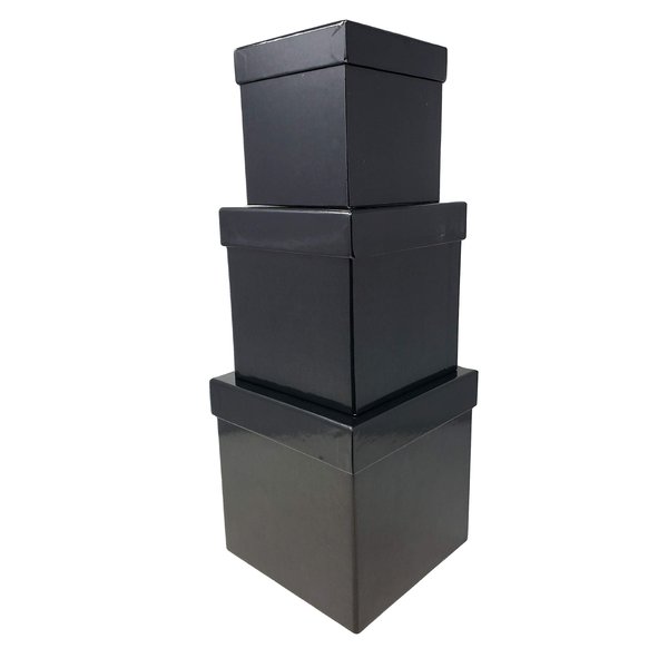 LACrafts 3 Piece Nesting Gift Boxes Black (Square Black Matte)