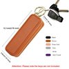 Bocasal Leather Lipstick Case Holder Chapstick Keychain Pouch, Zipper Lip Balm Lip Gloss Bag for Purse with Key Chain Elastic Band, Makeup Travel Organizer Cosmetic Storage Kit for Women Girls (Brown)