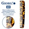 Giorgio G31 Fine Tooth and Wide Tooth,Hair Comb - Hair Styling Comb for Men, Grooming Hair Combs for Women, Mens Beard Care Combs for Detangling and Styling - Handmade Saw-Cut and Hand Polished