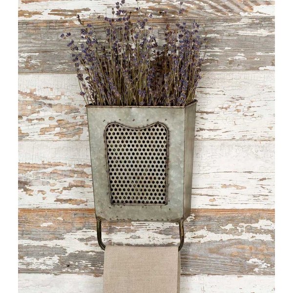 Colonial Tin Works Galvanized Steel Vintage Dalton Wall Box with Towel Bar, Galvanised, 7½" x 3" x 10"