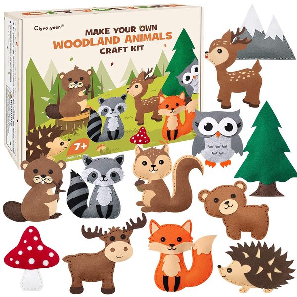 CiyvoLyeen Puppy Craft Kit Kids DIY Crafting and Sewing Set Dog Stuffed Animal Felt Plushie for Girls and Boys Educational Beginners Sewing Set Sewing Kits for Kids Age 8 9 10 11 12
