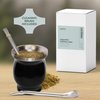 Norte UPGRADED Yerba Mate Natural Gourd/Tea Cup Set (Original Traditional Mate Cup - 8 Ounces) | Includes 2 Bombillas (Yerba Mate Straws to Use) & Cleaning Brush | Stainless Steel | Double-Walled