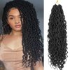 18 INCH Black Faux Locs Crochet Hair - 8-Pack Goddess Locs Crochet Hair Soft Boho Crochet Synthetic Braided Hair Extensions Crochet Hair for Black Women (Black#)