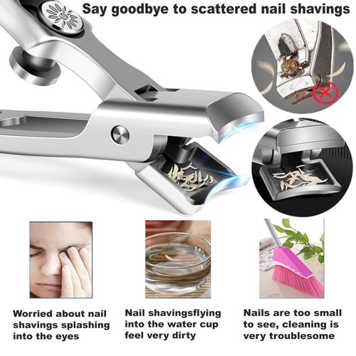 Men's Nail Clipper, 2024 New Luxury Ultra Sharp Nail Clipper, Suitable for Various Thick Nails of Anyone, Stainless Steel Nail Clipper, Splash Proof Professional Nail Clipper Set (Silver)