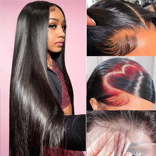SUIFENGWU 13×4 Straight Lace Front Wigs Human Hair HD Lace Frontal Wigs 180% Density Brazilian Virgin Human Hair Wigs Pre Plucked With Baby Hair No Split Softness Wigs Full And Thick 22 inch