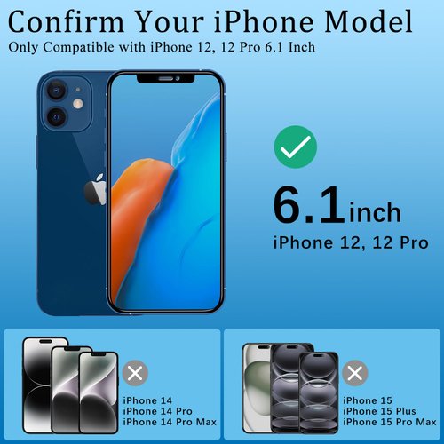 KAREEN 2 Pack Privacy Screen Protector For iPhone 12, 12 Pro 6.1 Inch Anti Spy Tempered Glass, 9H Hardness, Easy to Install, Bubble Free