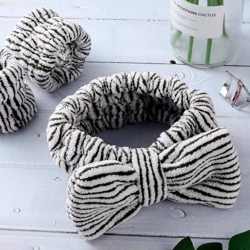 Aceorna Spa Headbands with Matching Wristbands Bow Hairbands Towel Wristbands Stripe Makeup Hair Band Microfiber Wrist Scrunchies Bowknot Head Bands for Washing Face Shower Mask Facial Makeup