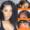 Deep Wave Lace Front Wigs Human Hair Pre Plucked with Baby Hair 13X4 Short Curly Bob Wig Human Hair 13x4 Transparent Lace Frontal Curly Wigs for Black Women Glueless Wigs (12 Inch)