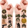 Camo Army Temporary Tattoos - Memorial Day 80PCS Military Camouflage, Veterans Day Themed Stickers for Kids Birthday Party Supplies, Decorations, Favors and Prizes - Cute Gifts for Boys and Girls