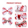 4PC Baseball Hair Bow Clips for Baby Girls Women 4 Inch White Softball Cheer Hair Accessories