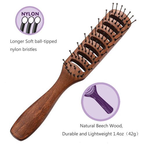 PERFEHAIR Vented Hair Brush for Blow Drying, Men's Vent Volumizing Hairbrush with Ball Tipped Bristles for Styling Dry, Wet, Short, Curly or Straight Hair