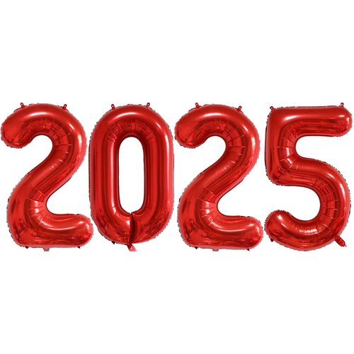 Huge Red 2025 New Year Balloons 40 Inch 2025 Red Mylar Foil Helium Number Balloons 2025 Christmas New Year Eve Graduation Party Decorations Supplies
