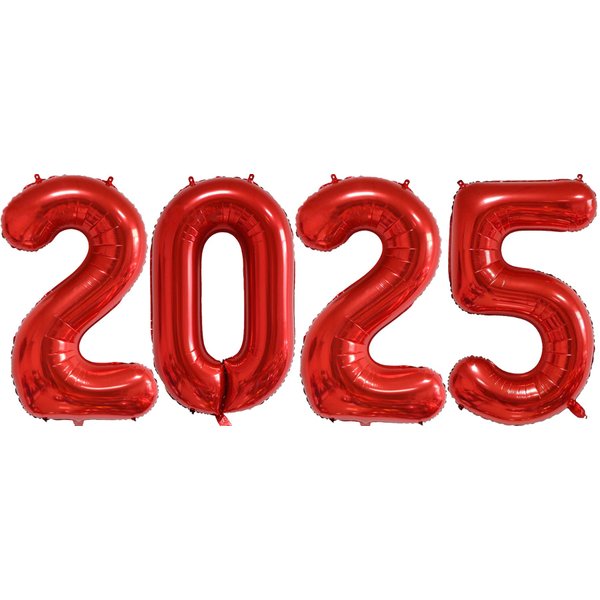 Huge Red 2025 New Year Balloons 40 Inch 2025 Red Mylar Foil Helium Number Balloons 2025 Christmas New Year Eve Graduation Party Decorations Supplies