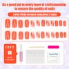 MUZOXEN Short Press on Nails Square Fake Nails Orange Short Acrylic False Nails With Glue on Nails Short Square Sweet Design Stick on Nails for Women 24 Pcs