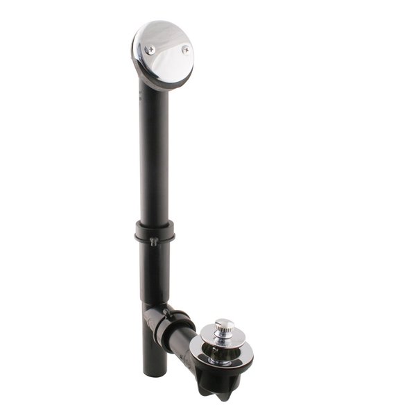 Westbrass Y594144CP Black Tubular Twist & Close Drain Bath Waste and Overflow, Polished Chrome