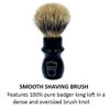 Parker Safety Razor Handmade Deluxe Mug Shaving Brush with Stand – 100% 3-Band Pure Badger Bristles –Extra Dense and Firm (Black)