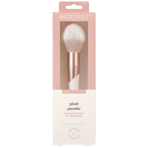 EcoTools Luxe Plush Powder Makeup Brush for Blush & Bronzer, Works Best With Powder Makeup, Luxurious and Glamorous, Eco-Friendly Premium Makeup Brush, Synthetic Bristles, Pink, 1 Count