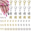 Nail Charms, 60 PCS Gold Silver Star Nail Art Charms for Acrylic Nails 6 Styles 3D Shiny Alloy Star Nail Gems Star Nail Rhinestones Nail Supplies for Women and Girls