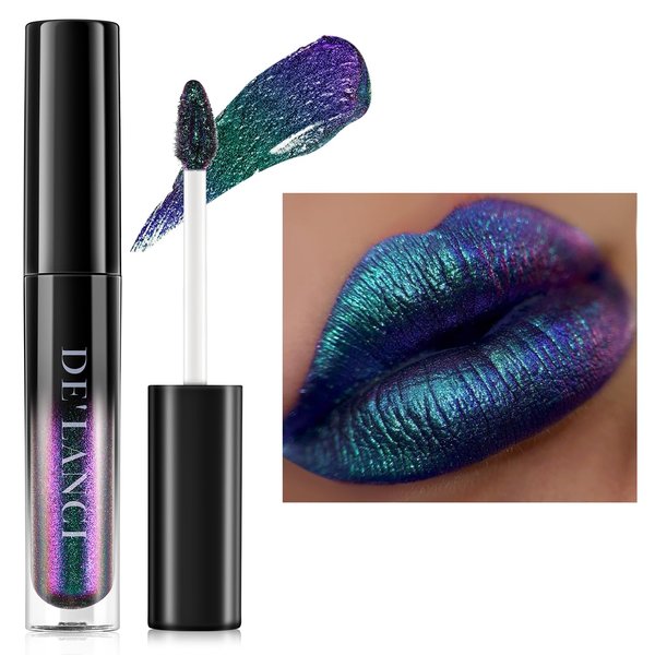 OYGCee Chameleon Liquid Lipstick Blue Green Purple Color,Shimmer Metallic Colourful Lip Gloss for Women Girls Lips Makeup Gift,Hydrating Waterproof and Long Lasting Lip Stick Shiny,Talc-Free, 5