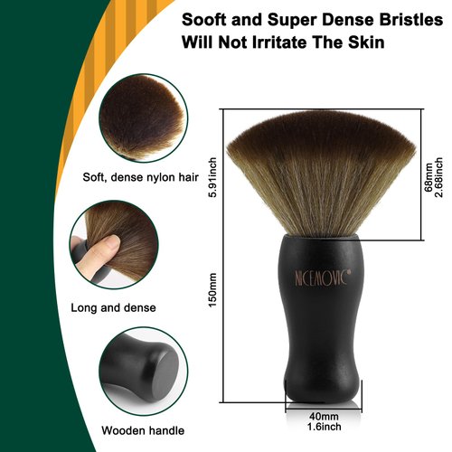 NICEMOVIC 3 IN 1 Barber Neck Duster Brush Set, Professional Barber Accessories Cleaning Supplies, Duster Nylon Brush Hair Cutting Styling Brush Tool (Black)