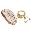 TAPAYICA for Hyundai Key Fob Cover Folding Key Fob Shell with Keychain Fit for Hyundai Santa Fe Sport Sonata Tucson (White-B)