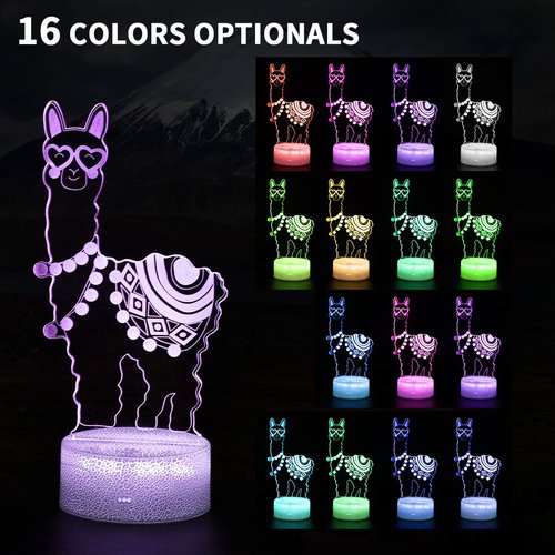 Alpaca Llama 3D Optical Illusion Lamp,16 Colors Change with Remote & Touch Control, Llama Night Light for Kids Bedroom Home Office Decor, Lama Gifts for Girls Boys Birthday Alpaca Lovers