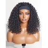 LUVME HAIR Deep Wave Headband Wig Human Hair Throw On & Go No Lace Glueless Human Hair Wigs with Adjustable Headband Beginners Friendly (16 Inch & Natural Black)