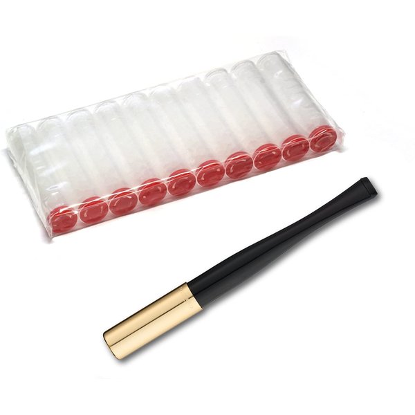 Denicotea Lady Ejector Series Cigarette Holder with Filter Slot & 10 Free Filters - Black - Add Style and Sophistication - Avoid Stained Lips & Fingers - German Engineering - 20202