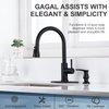 GAGALIFE Sink Soap Dispenser Matte Black, Built in Soap Dispenser with 13 OZ Bottle, Lotion Dispenser for Kitchen Sink, Refill from The Top