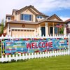 Arosche International Welcome Banner 120" x 20" World Flags Yard Sign Country Flags Banner Multicultural Backdrop Party Supplies for Indoor Outdoor Lawn,Fence, Home,Sports,Events,Bar Decorations