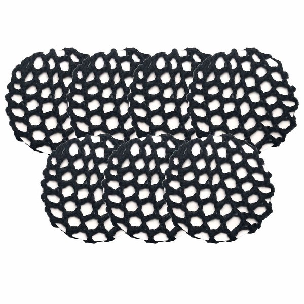 7 Pack Women Ballet Dance Skating Snoods Hair Net Bun Cover Black (Bold mesh)