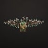 Teyglen Gold Rhinestone Wedding Hair Comb Bridal Green Crystal Hair Comb Handmade Crystal Hair Piece Hair Accessories for Women