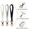 3Pcs Boho Macrame Phone Wrist Strap, Cell Phone Lanyard with 3Pcs Phone Tether Tabs, Handmade Wristlet Keychain Phone Case Anti-Loss Phone Chain for Women Men(Black White Gray)