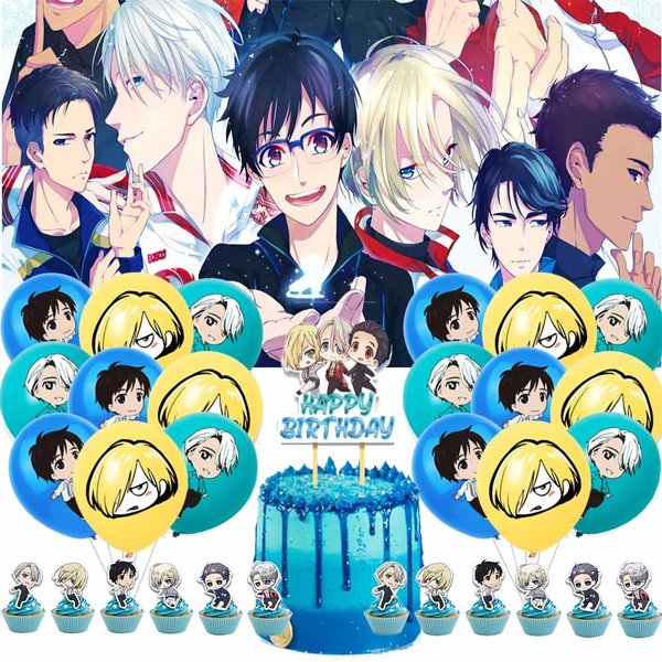 Yuri on ICE Party Supplies Decorations Cake Topper Birthday Backdrop Background