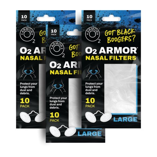 O2 Armor Nose Filters for Welders & Allergies - Nose Filter for Dust - Nasal Filters for Welding - Nose Dust Mask for Construction (30 Pack - 3x10, Size Large)