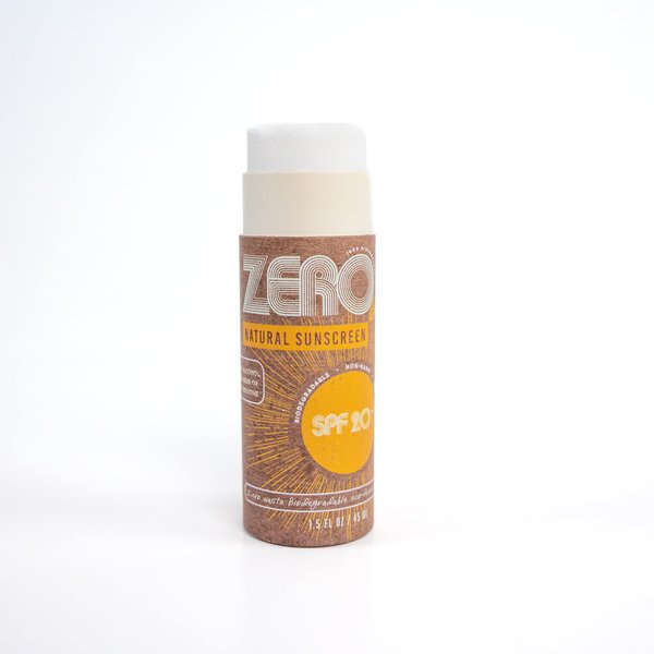 ZERO Waste Natural Sunscreen Stick 100% Plastic Free, Reef Safe, KID FRIENDLY Non Nano Zinc Oxide, Plastic Free Cardboard Push Up Tube, Shea Butter, Coconut Oil
