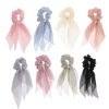 VALICLUD 8PCS Chiffon Hair Scarf Scrunchies Double Layer Bowknot Ponytail Holder Elastic Ribbon Hair Ties for Women Girls