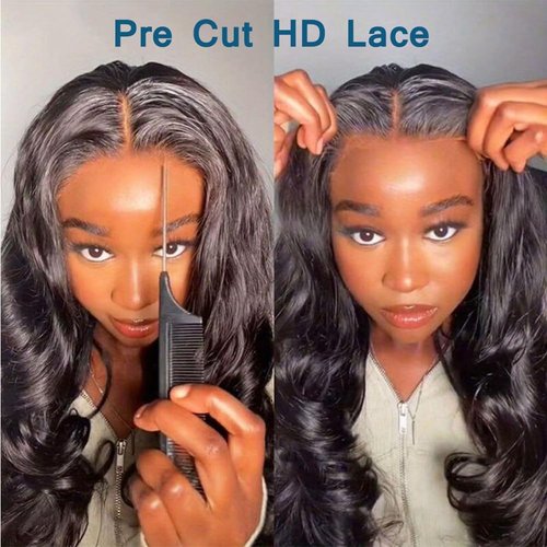 K KF BEAUTY U 6x4 HD Lace Wear and Go Glueless Wigs Human Hair Pre Plucked Pre Cut Body Wave Lace Front Wigs Human Hair With Elastic Band Breathable Cap Friendly to Beginners 180% Denisty 26inch
