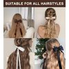8PCS Silky Satin Hair Bows Hair Ribbon Hair Clips for Women Girls, Black Bow for Hair Long Ribbon Bow Hair Clips Bowknot Hair Accessories for Women Birthday Gifts