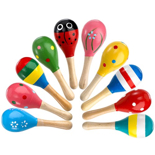 Hedume 20 Pack Mini Wooden Festival Maracas, Kids Baby Rattles Egg Shaker, Shaker Sand Hammer Toy Noisemaker for Party Favors, Musical Fun, Birthday Parties, Carnivals