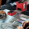 Premium PU Leather Card Deck Box with 2 Dividers 2 Dice, Card Deck Box Fits 120+ Sleeved Cards, Card Storage Box Stylish, Card Box Storage, Durable, and Versatile Card Storage Solution (Black＆Red)