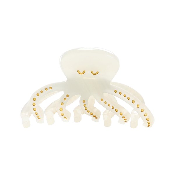 VOCOSTE Octopus Claw Clip, Acetate Hair Clips, Small Hair Barrette, Funny Claw Clips for Women, White