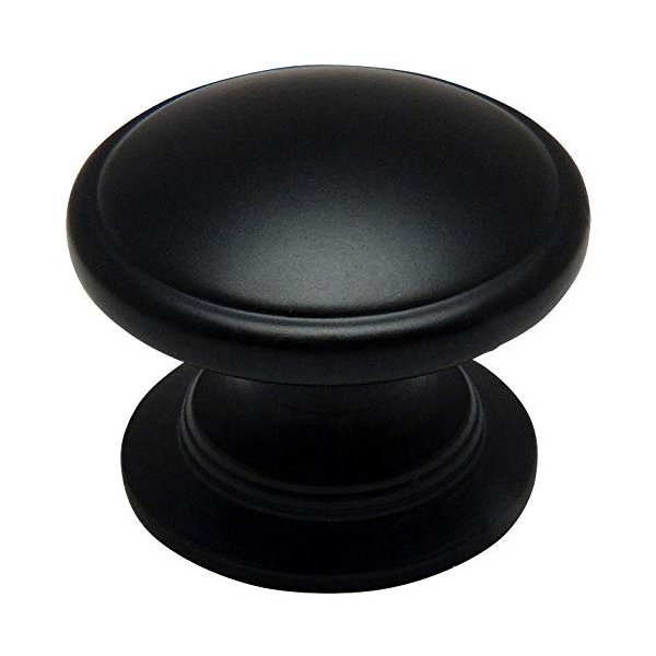 Cosmas 10 Pack 4702FB Flat Black Cabinet Hardware Round Knob - 1-1/4" Diameter - Wide Base