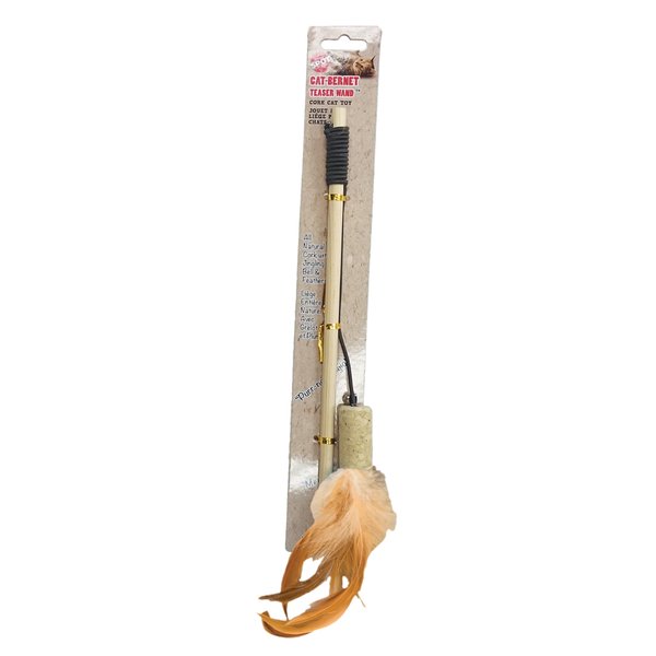 SPOT Cat-Bernet Cork with Feathers Teaser Wand Bernet Cat Toy, Assorted