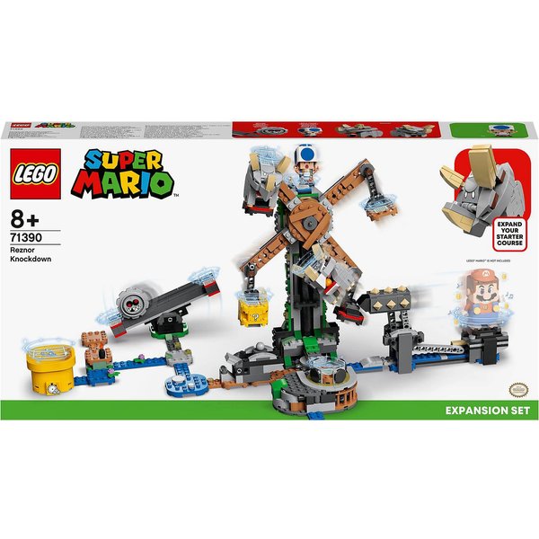 LEGO 71390 Building Set, Super Mario Reznor Knockdown Expansion Set, Collectible Buildable Game Toy for Kids with Blue Toad Figure, Multicolor, Gifts for Girls and Boys Age 8 Plus