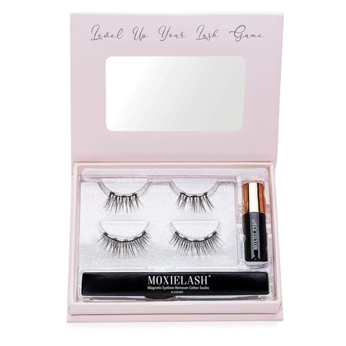 MoxieLash - Essentials Kit Vol 1 - Mini Liquid Magnetic Eyeliner, Two Sets of Premium Magnetic Lashes and Eyeliner Remover Swabs - Classy and Cheeky Lash Sets - Up to 60 Wears - No Glue & Mess Free
